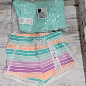 2 Pairs of Brand New Jumping Beans Infant Girls Shorts - NWT - 12 Months